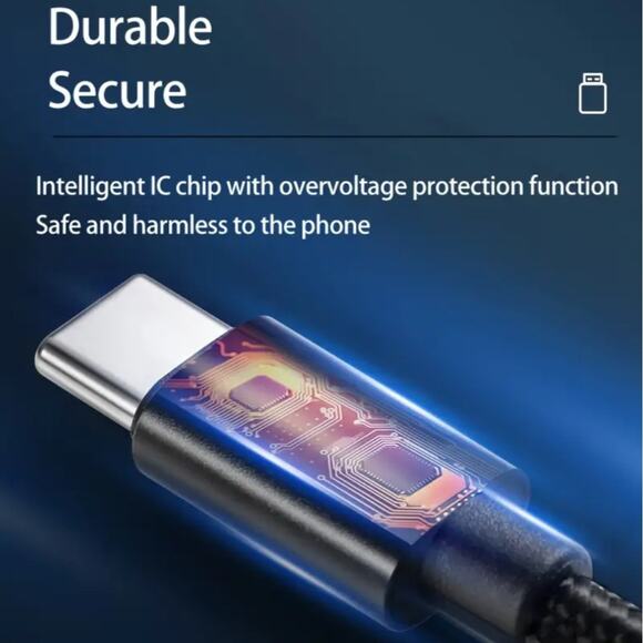 New Gold Nylon Braided USB to Type C Data Cable High Speed Transfer Safe Charge - Picture 2 of 6